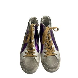 Golden Goose Purple and White Sneakers